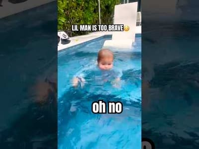 HE IS TOO CONFIDENT IN HIS SWIM LESSONS