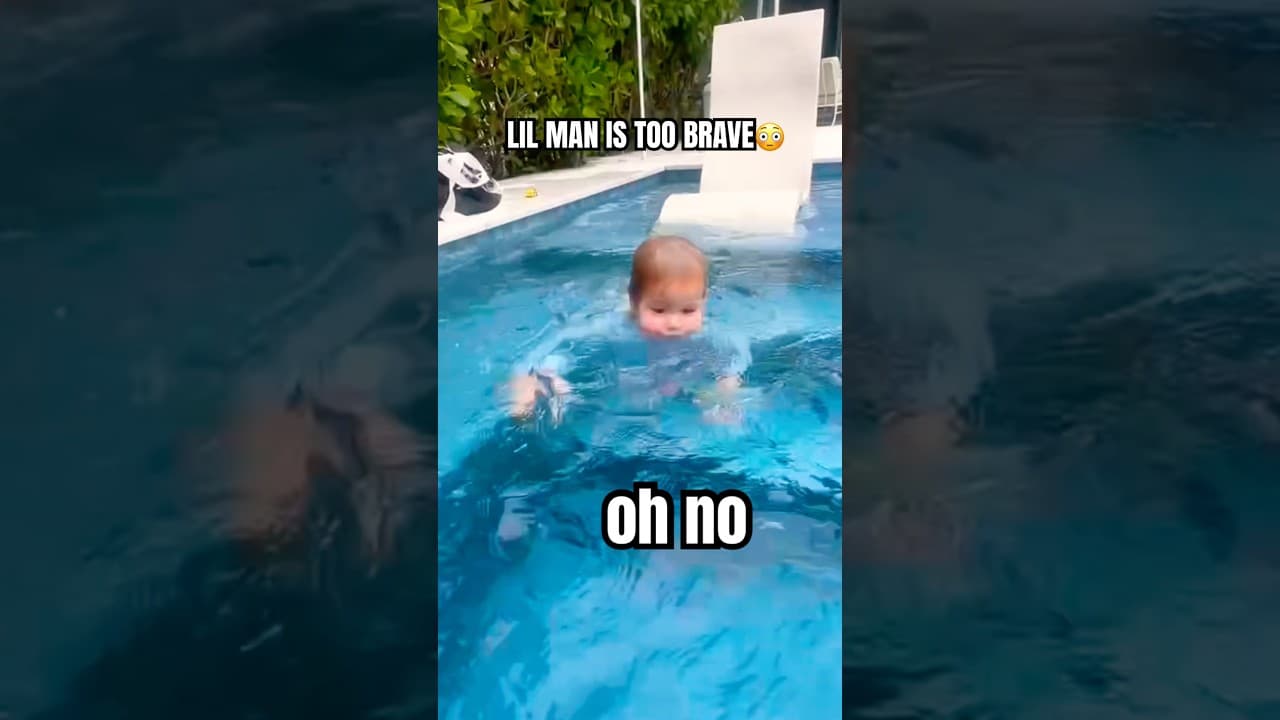 HE IS TOO CONFIDENT IN HIS SWIM LESSONS