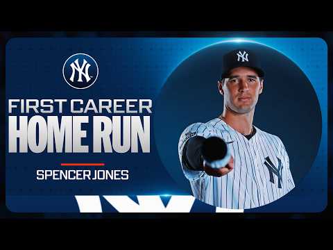 Spencer Jones CRUSHES his first career home run for the New York Yankees! 💪 (443 feet! 😮‍💨)