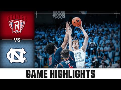 Radford vs. North Carolina Game Highlights | 2025-26 ACC Men's Basketball
