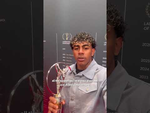 Lamine’s words with his Laureus award 🤳 @LaureusSport #shorts #fcbarcelona #football