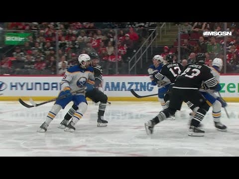 Josh Norris scores a goal against the New Jersey Devils