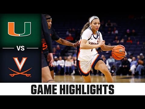Miami vs. Virginia Game Highlights | 2025-26 ACC Women's Basketball