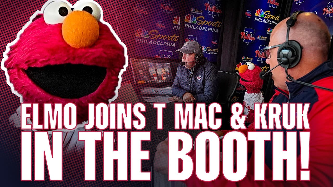 ELMO IN THE BOOTH AT THE PHILLIES GAME
