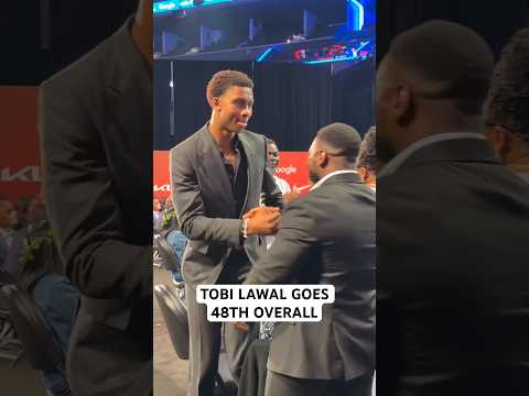 Tobi Lawal hears his name called at the 2026 NBA Draft