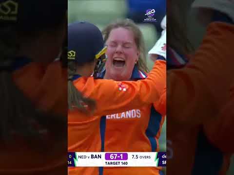 Caroline de Lange opens up the game with a jaffa to dimiss Nigar Joty Sultana 🔥 #T20WorldCup