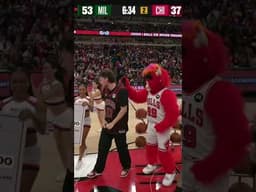 @Jesser  drains a half-court shot to help fans win $10k for higher education at Bulls Kids Day!