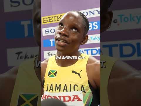 "There was no pressure" 😤 Jamaica runs 41.80 to book their spot in the women's 4x100 final 🇯🇲