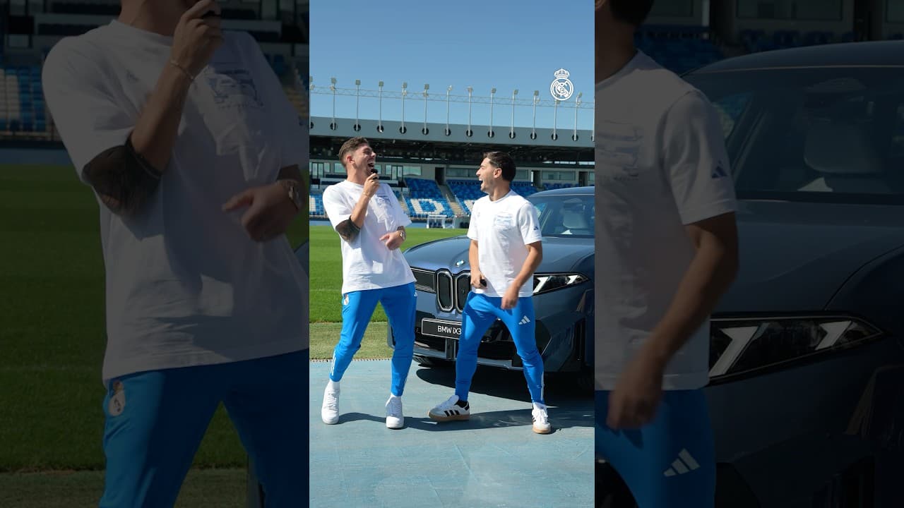 😆 Name a footballer who played for both teams! ​⁠@BMWEspaña #RealMadrid #Valverde #Brahim