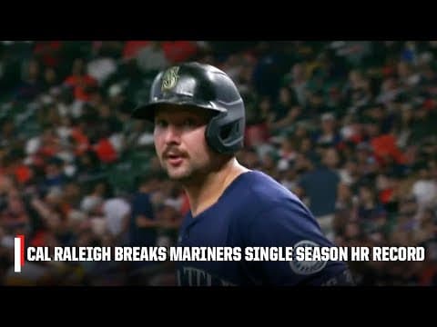 Cal Raleigh breaks Mariners record for most home runs in a season with his 57th homer 🙌 | ESPN MLB