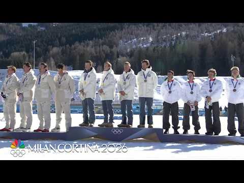 Johannes Hoesflot Klaebo and Norway take in national anthem | Winter Olympics 2026 | NBC Sports