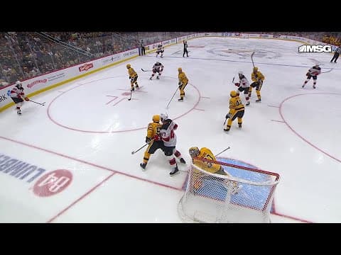 Paul Cotter scores a goal against the Pittsburgh Penguins
