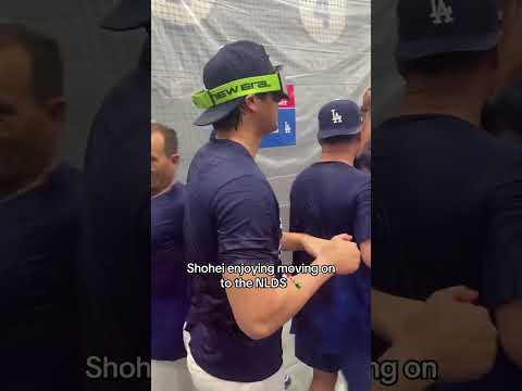 Shohei Ohtani celebrating sweeping the Reds 🍾