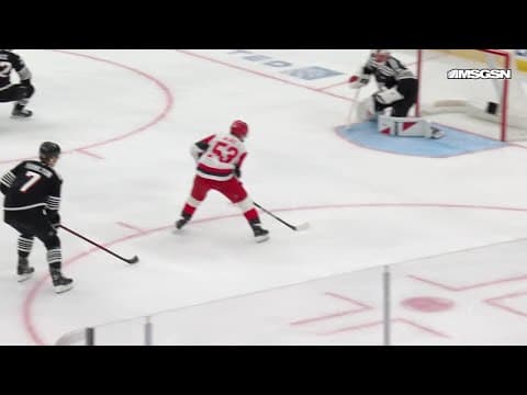 Jackson Blake scores a goal against the New Jersey Devils