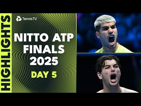 Carlos Alcaraz vs Lorenzo Musetti, Fritz vs de Minaur | Nitto ATP Finals 2025 Highlights Day 5