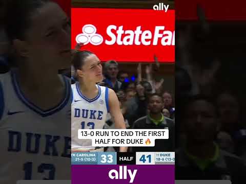 Duke closed the first half with a BANG in the rivalry W over UNC @ally #duke #womensbasketball #wbb