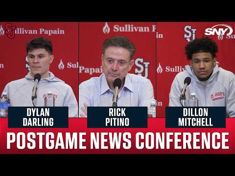 Rick Pitino, Dylan Darling and Dillon Mitchell on St. John’s 13th straight win
