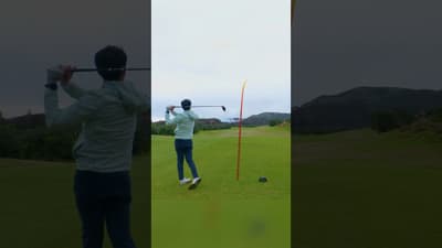 Sam walks onto the tee box prepared for anything