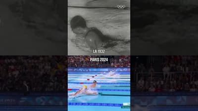 Swimming through the ages. ⏳ What changes do you see? 👀 #Olympics #Swimming