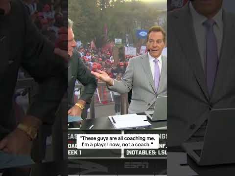Coach Saban is happy to be on the GameDay desk 😄