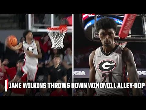 DUNK OF THE YEAR CANDIDATE⁉️ Jake Wilkins throws down WINDMILL ALLEY-OOP SLAM 🤯 | ESPN CBB