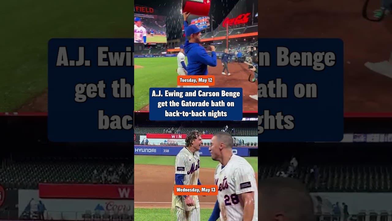 A.J. Ewing and Carson Benge get the Gatorade bath on back-to-back nights