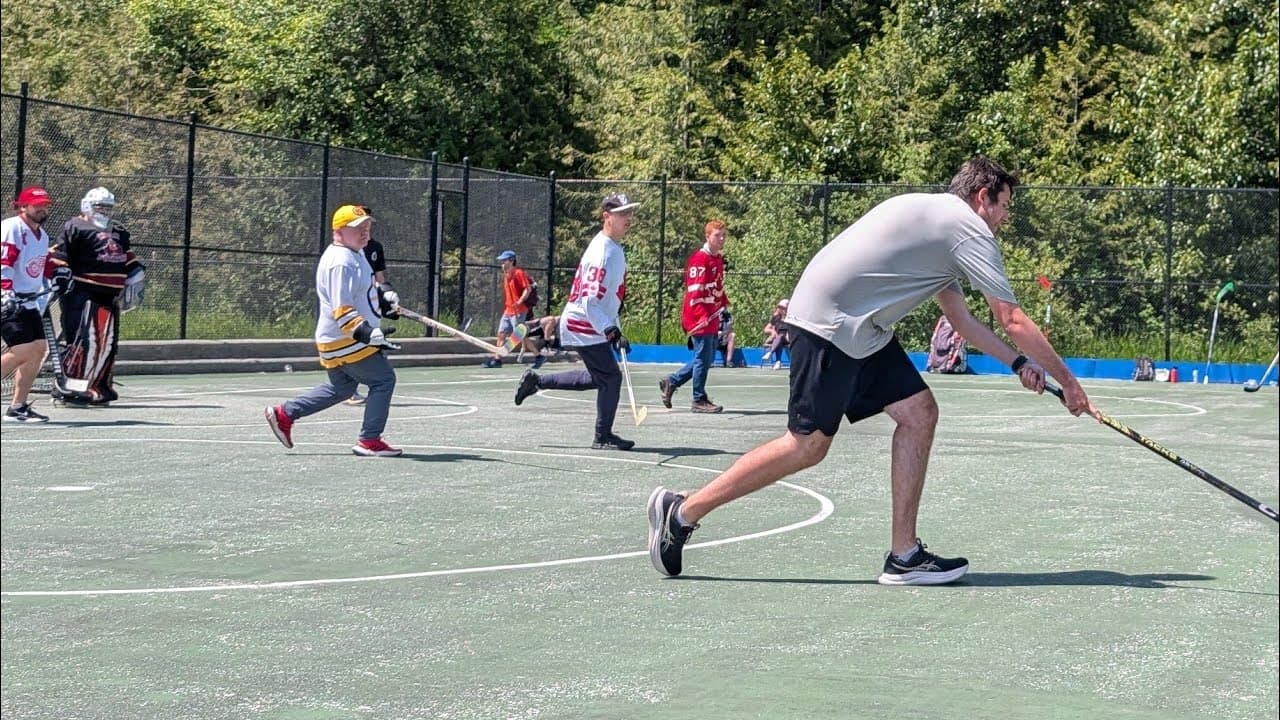 The Hockey Guy is live playing ball hockey