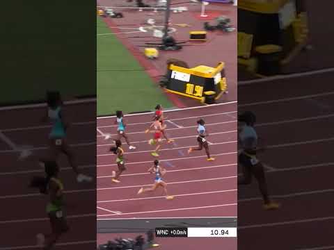 Olympic champ Julien Alfred cruises to 10.93 in the heats 🔥 #worldathleticschamps #sports #running