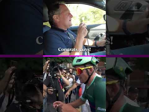 The reaction from inside the Lidl-Trek team car when Mads Pedersen won Stage 15 at La Vuelta ❤️