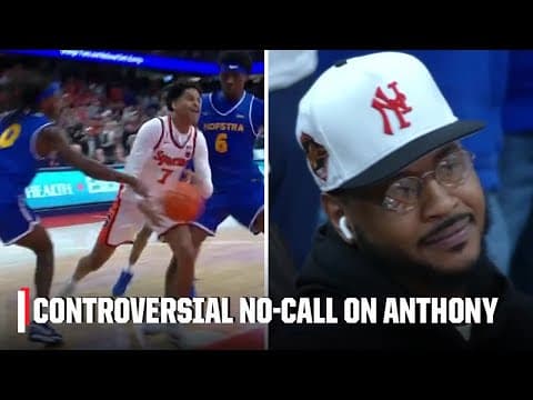 Carmelo Anthony unhappy after no-call on Kiyan Anthony in final seconds of Hofstra vs. Syracuse 👀
