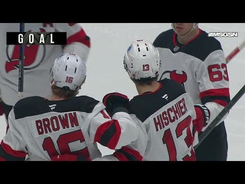 Nico Hischier scores a powerplay goal against the Vancouver Canucks