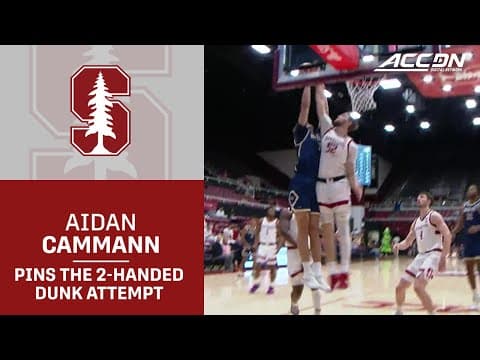 Stanford's Aidan Cammann Pins The 2-Handed Dunk Attempt