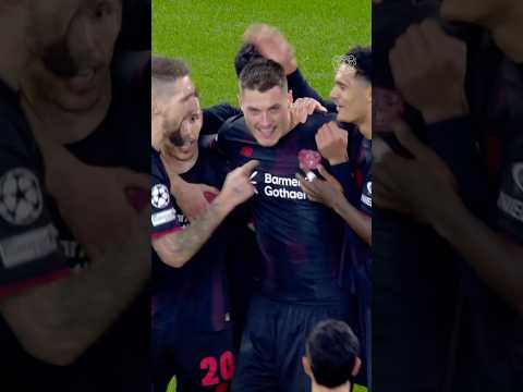 Pure striker instinct from Patrik.😮‍💨 #bayer04 #football #championsleague