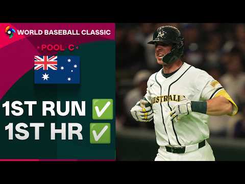 Brian Perkins drives in the first run AND homer for Australia in the 2026 World Baseball Classic 🤩