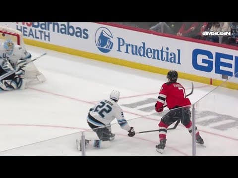 Dougie Hamilton scores a goal against the Utah Mammoth