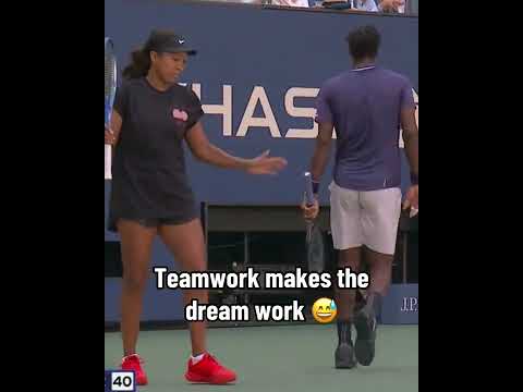 Naomi Osaka and Gael Monfils playing mixed doubles at the 2025 US Open 👀