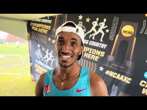 Habtom Samuel after winning 2025 NCAA XC title