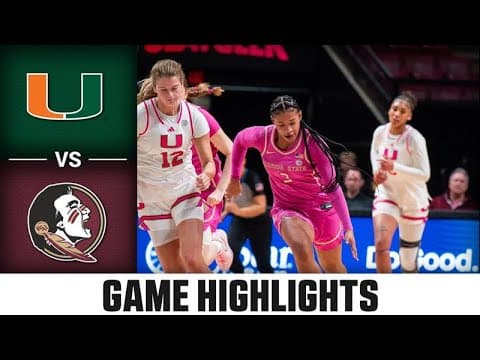 Miami vs. Florida State Highlights | 2025-26 ACC Women's Basketball