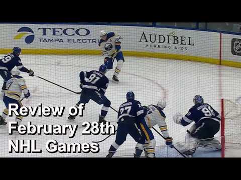 Review of February 28th NHL Games