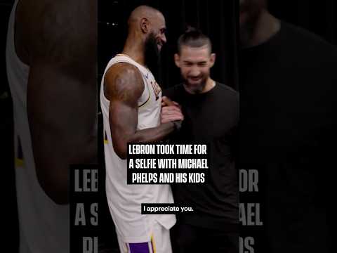 LeBron linked up with Michael Phelps post-game 🤝 #lakers