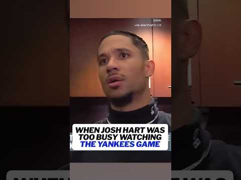 Don't come between Josh Hart and his #Yankees 🤣. #Knicks #nba
