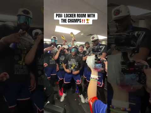 The celebration was ON in the Knicks locker room with the champs! 🏆🍾