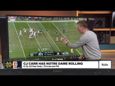 FILM BREAKDOWN 🎥 CJ Carr leads Notre Dame to BIG WIN vs. Pitt (📍 @ModeloUSA) | The CFB Show