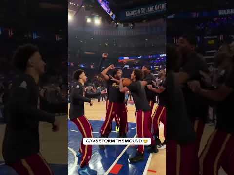 Spida (who grew up a baseball player in NY) is hit by a pitch at MSG and the Cavs storm the mound 😂⚾