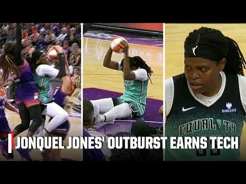 Jonquel Jones T’d up for outburst over no-call, Mercury halt Liberty run at the half | WNBA on ESPN