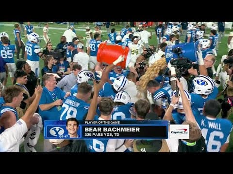 BYU give Kalani Sitake a Pop-Tart bath after CLUTCH interception vs. Georgia Tech | ESPN CFB