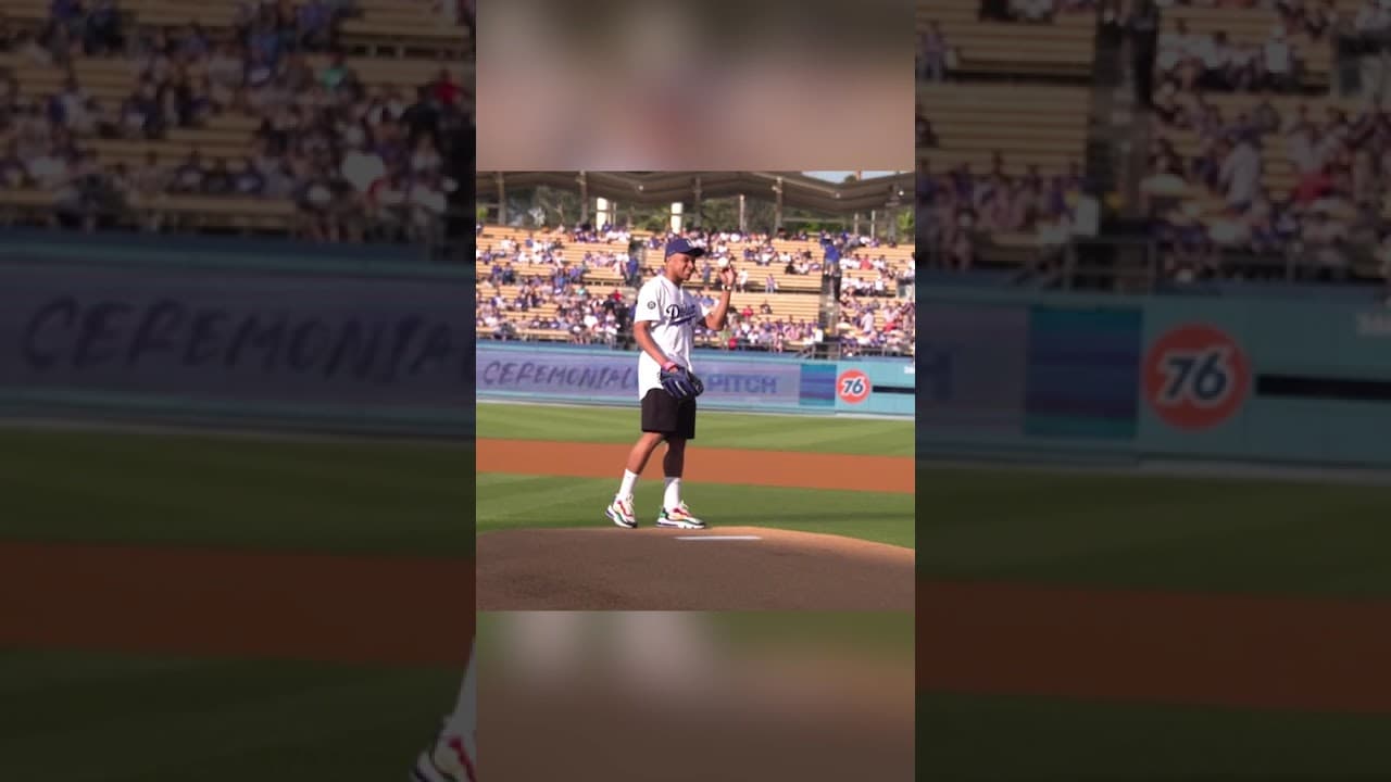 Kylian Mbappé traded ⚽️ for ⚾️ when he threw out the first pitch at Dodger Stadium in 2019
