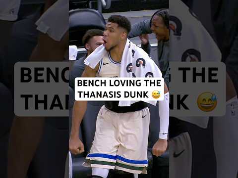 Thanasis gets the poster and the Bucks bench is loving it