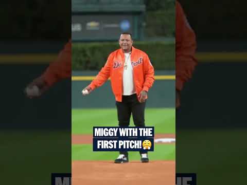 Miguel Cabrera tossed out the first pitch before Game 3 of the ALDS 🔥
