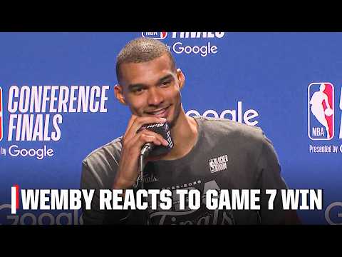 Victor Wembanyama reacts to WCF Game 7 win vs. OKC 🔥 Spurs advance to the NBA Finals | NBA on ESPN